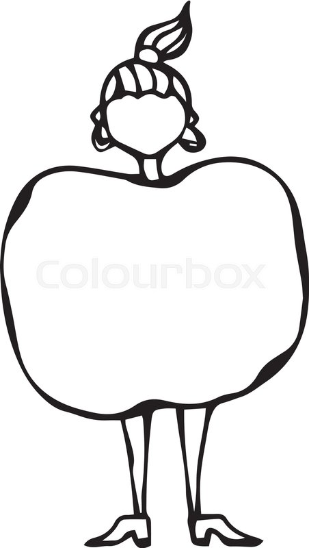 452x800 Apple Women Body Type Figure Sketch. Hand Drawn Vector - Apple Sketch