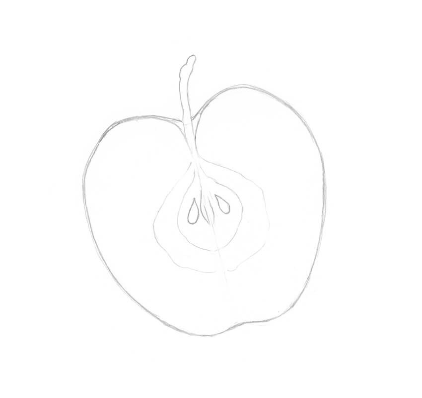 850x800 How To Draw An Apple - Apple Sketch