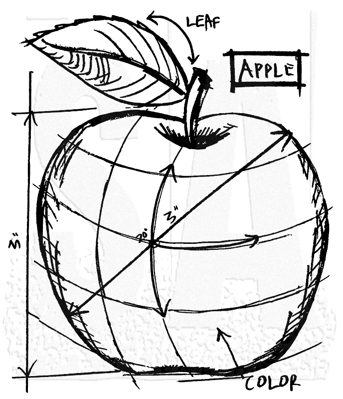 688x800 Tim Holtz Wood Mounted Stamp - Apple Sketch
