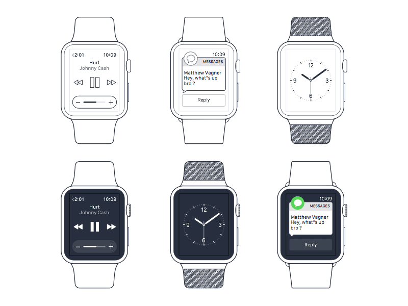 800x600 Apple Watch Wireframe Sketch Freebie - Apple Watch Sketch
