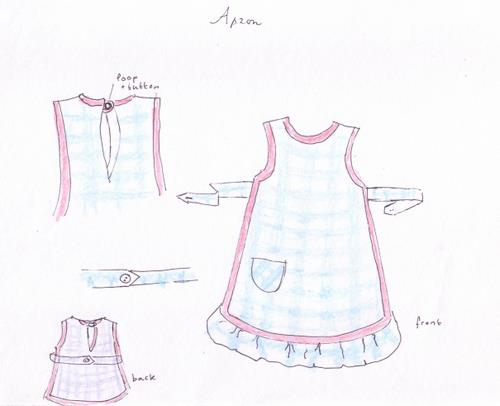 500x406 Vintage Kids Apronpinafore From Sweden A Sketch Of A - Apron Sketch