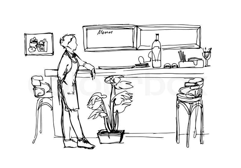 800x558 Black And White Vector Sketch Of A Woman In An Apron - Apron Sketch