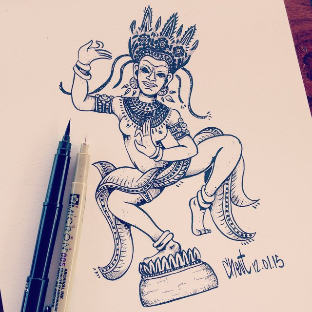 640x640 Morning Drawing Of An Apsara - Apsara Sketch