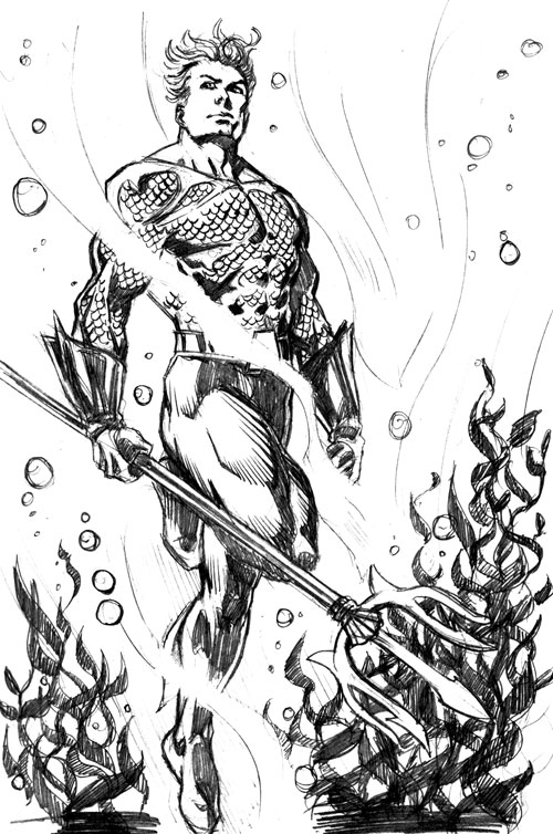 500x754 Aquaman Warm Up Dave Stokes Sketch Blog - Aquaman Sketch