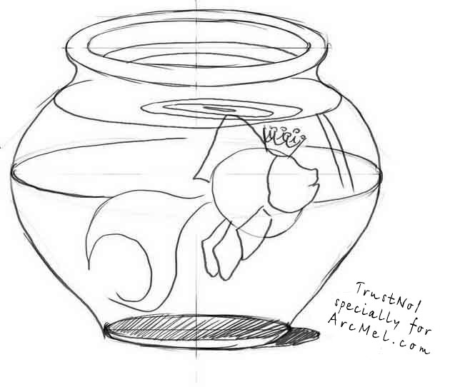 630x542 How To Draw An Aquarium Step By Step - Aquarium Sketch