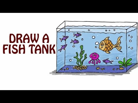 480x360 Learn How To Draw A Fish Tank Fish Tank Drawing For Kids Basic - Aquarium Sketch
