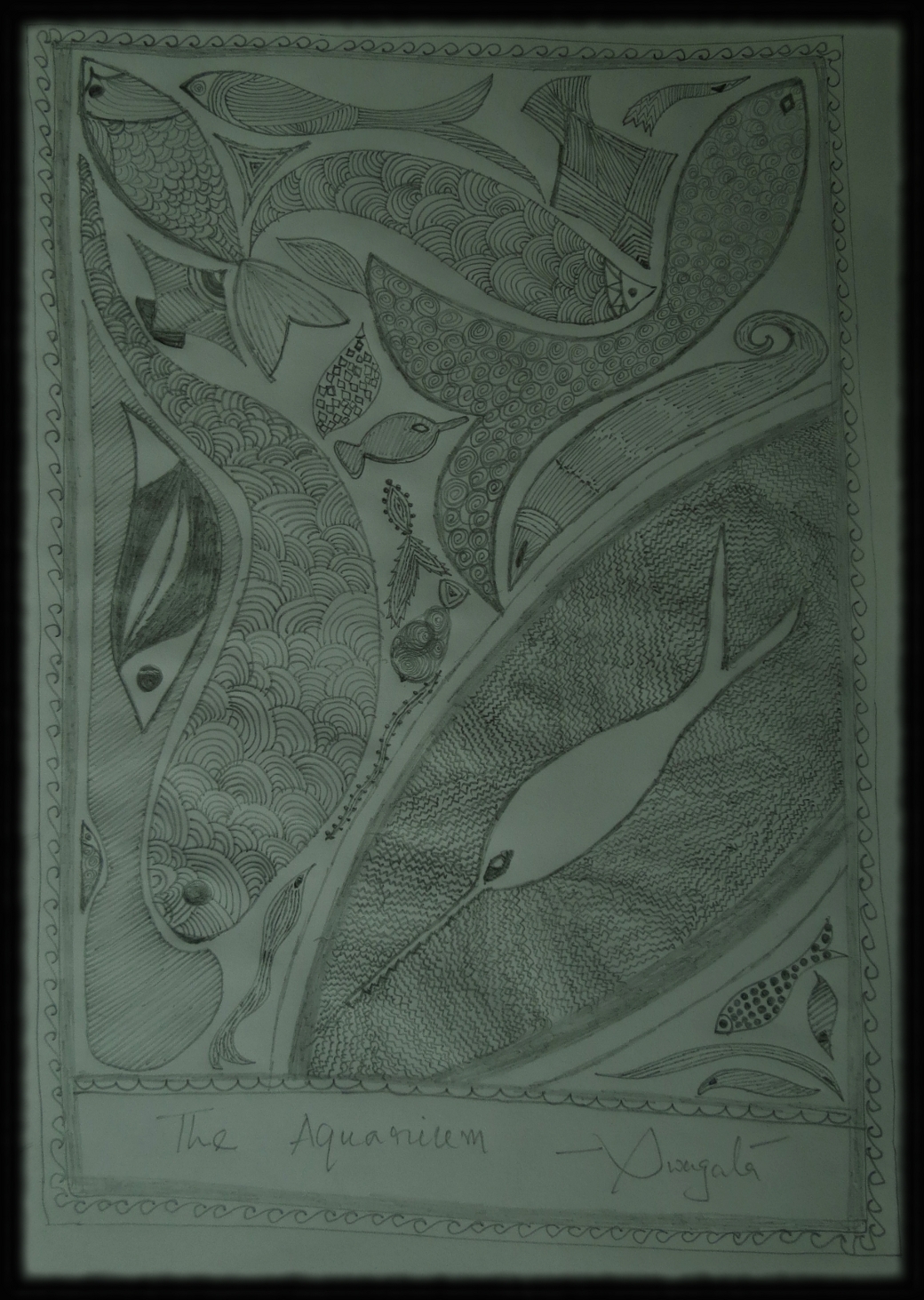 1040x1463 The Aquarium A Pencil Sketch Through My Eyes - Aquarium Sketch