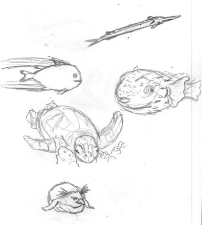 400x445 Aquarium Sketch 1 By Commonname - Aquarium Sketch