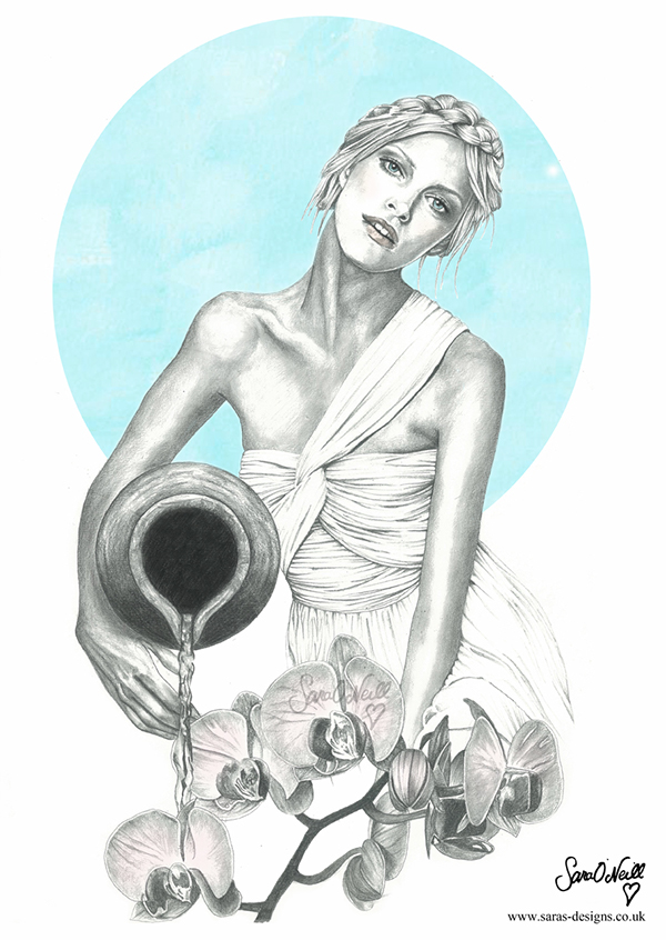 600x846 The Zodiac Series Aquarius On Behance - Aquarius Sketch