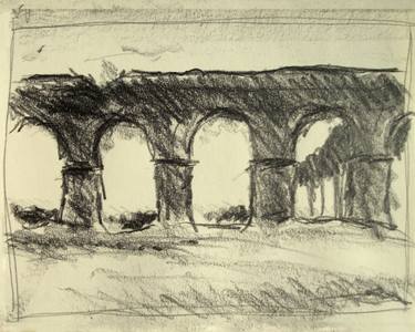 375x300 Italian Landscape Ancient Roman Aqueduct In Rome - Aqueduct Sketch