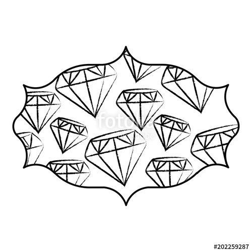 500x500 Decorative Arabic Frame With Diamonds Design Over White Background - Arabic Sketch