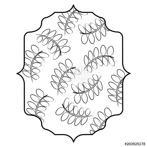 500x500 Sketch Of Arabic Frame With Leaves Pattern Over White Background - Arabic Sketch