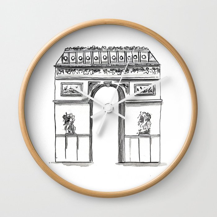 700x700 Arc De Triomphe Sketch No. 2 Wall Clock By Theaestate Society6 - Arc De Triomphe Sketch