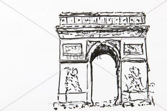 540x359 Arc De Triomphe, Triumphal Arch, Paris, France, Drawing By Gerhard - Arc De Triomphe Sketch