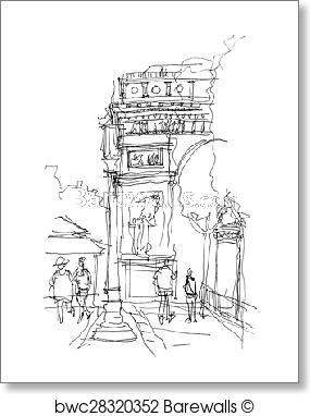 285x382 Art Print Of Arc De Triomphe Sketch Barewalls Posters Amp Prints - Arc De Triomphe Sketch