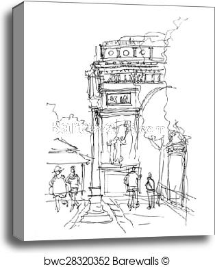 314x390 Canvas Print Of Arc De Triomphe Sketch Barewalls Posters - Arc De Triomphe Sketch