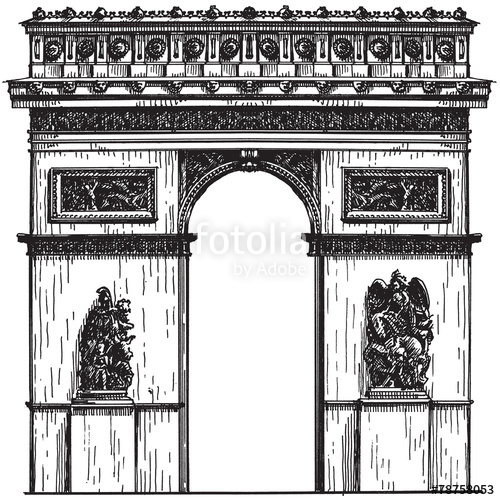 500x500 France. Paris. The Arc De Triomphe On A White Background. Sketch - Arc De Triomphe Sketch