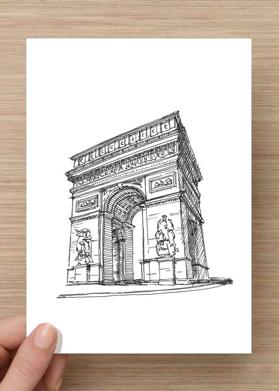 570x798 Pen And Ink Drawing Of The Arc De Triomphe In Las Vegas Etsy - Arc De Triomphe Sketch