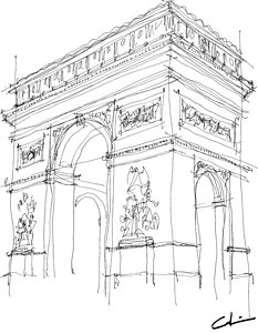 233x300 Triumphal Arch Sketch Drawing By Calvin Durham - Arc De Triomphe Sketch