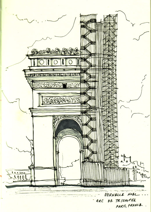 519x729 Architecture + Urban Sketch Arc De Triomphe, Paris, France The - Arc Sketch