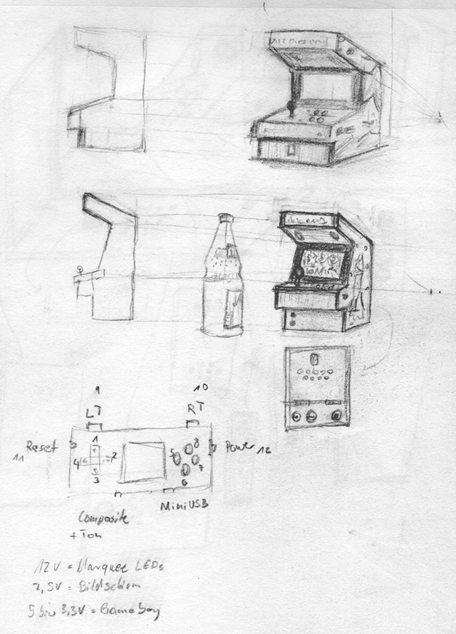 640x889 Mini Arcade Cab - Arcade Sketch