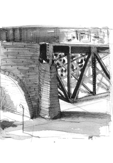 375x542 Stone Arch Bridge Drawing By Virginia Mae Saatchi Art - Arch Bridge Sketch