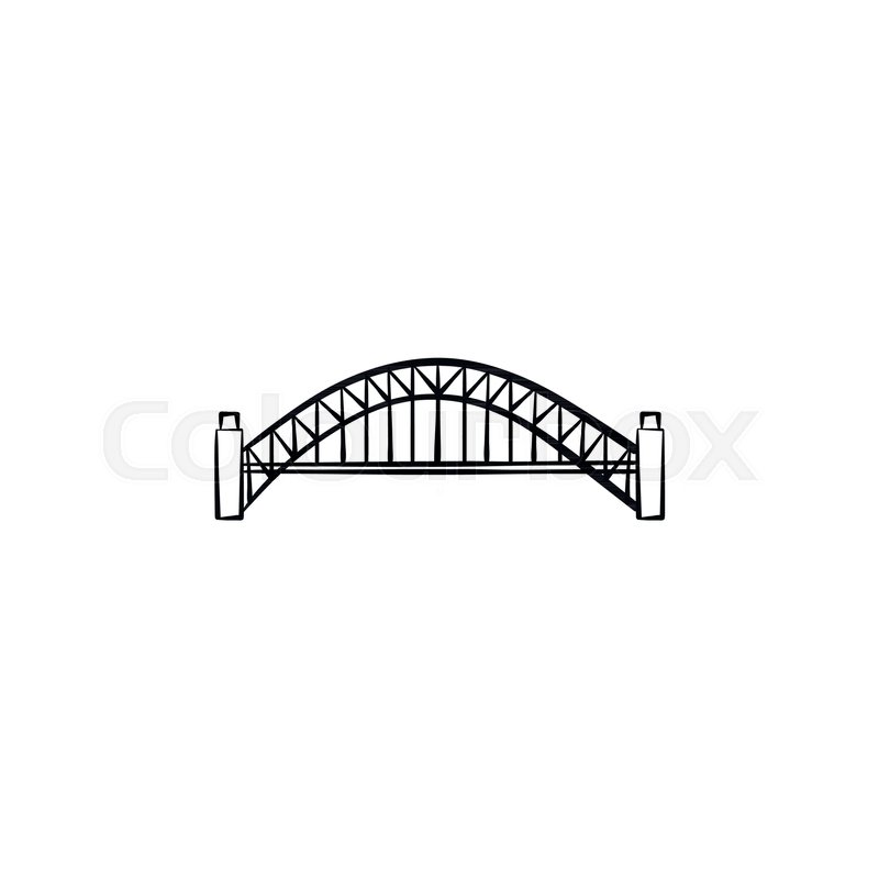 800x800 Bridge Hand Drawn Outline Doodle Icon. Vector Sketch Illustration - Arch Bridge Sketch