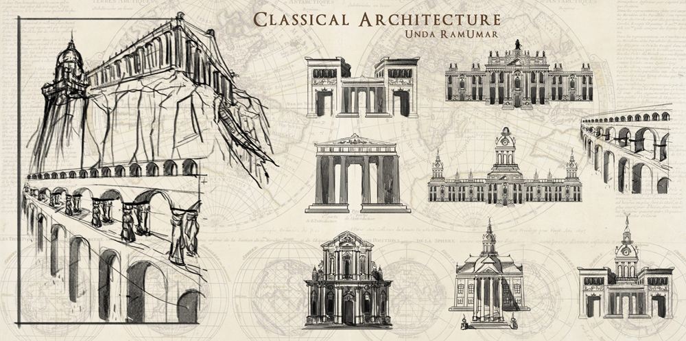 1000x497 Classical Architecture Sketch Design Unda Ramumar - Arch Sketch