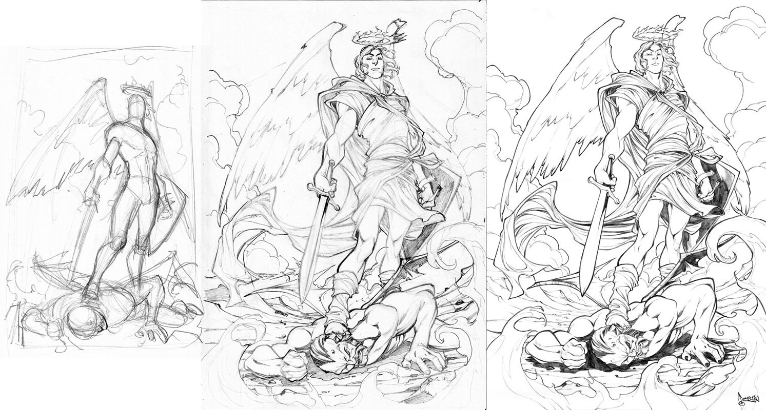 1493x800 Commission Archangel Michael By Carlosgomezartist - Archangel Michael Sketch