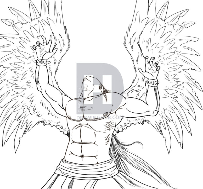 776x720 How To Draw Michael The Fallen Angel, Step By Step, Drawing Guide - Archangel Michael Sketch