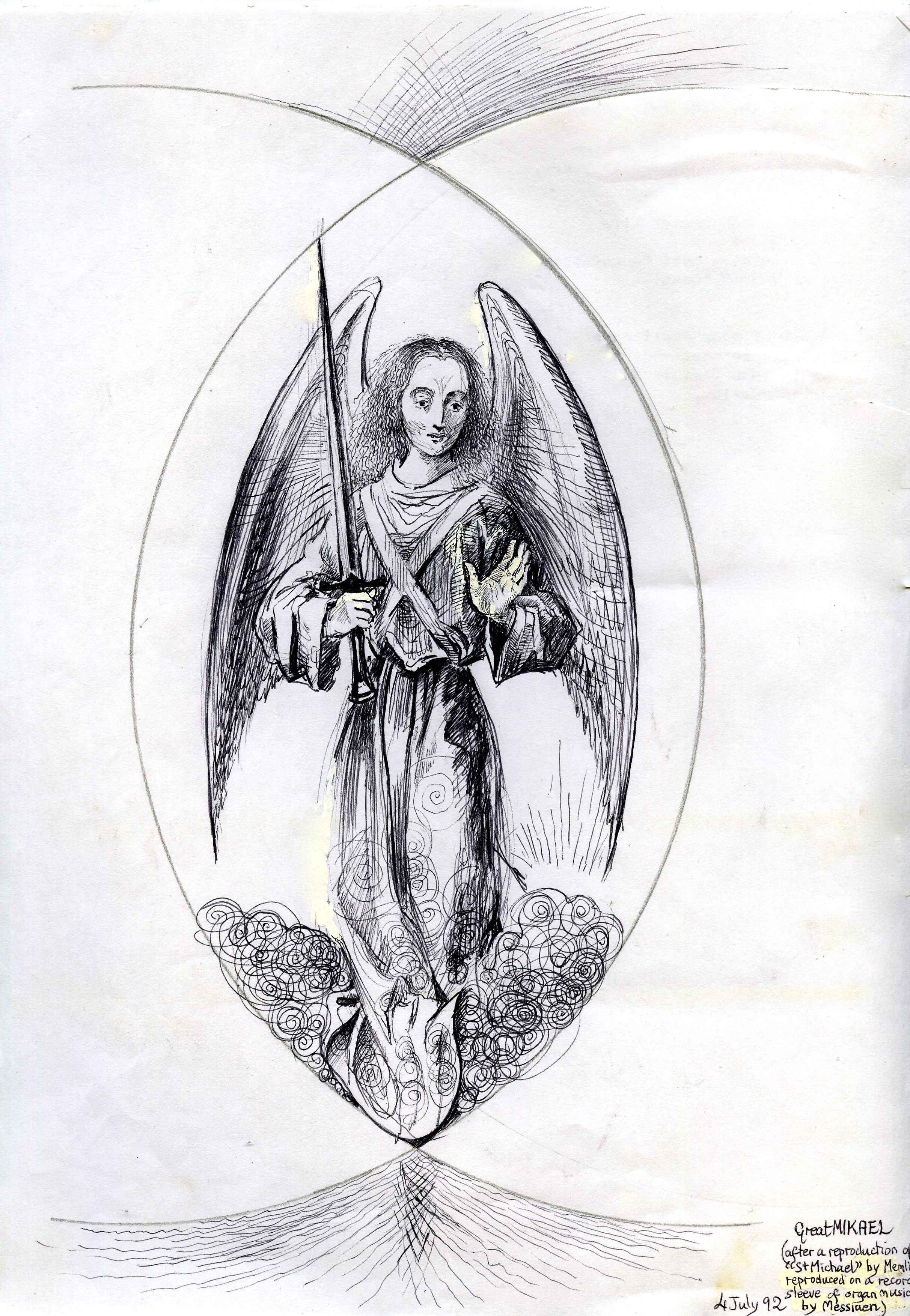 2424x3507 Michael And Mary Lines Janeadamsart - Archangel Michael Sketch