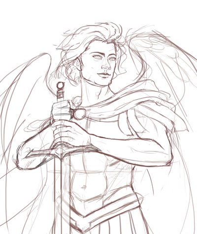 400x476 Archangel Michael Sketch By Milesboard - Archangel Michael Sketch