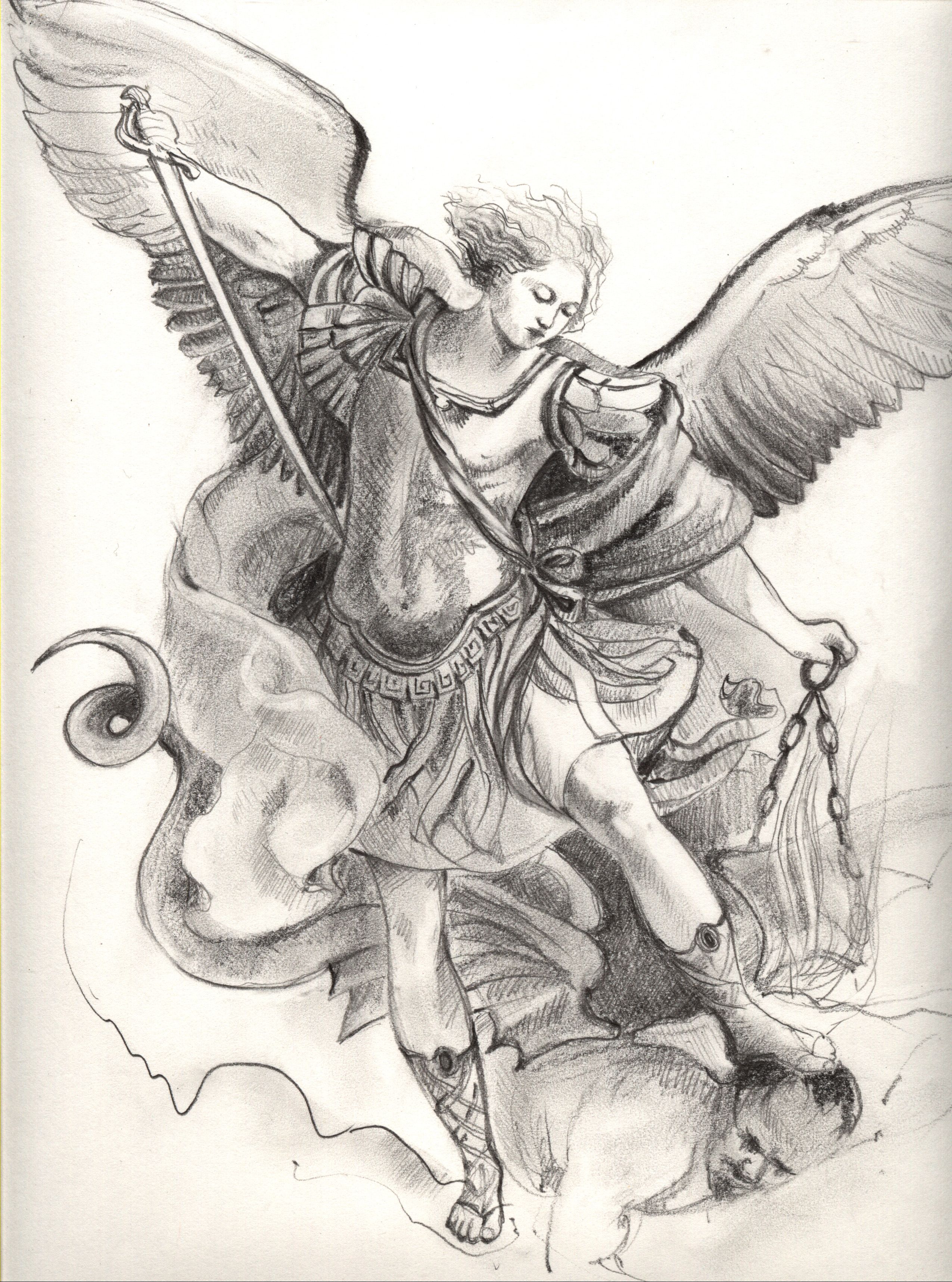 2550x3431 Image Detail For St. Michael The Archangel Black And Whites - Archangel Sketch