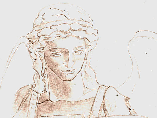 624x472 Sketch Of Archangel Michael Drawing By Heather Kent - Archangel Sketch