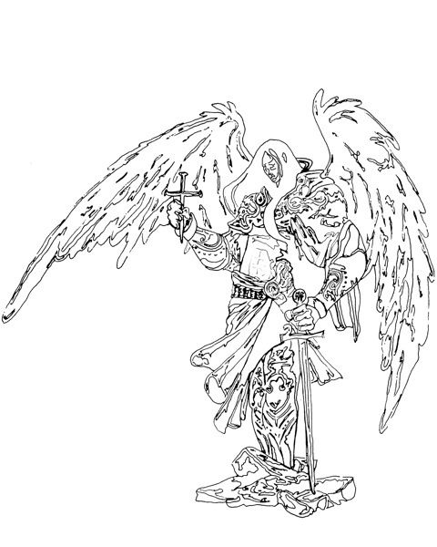 480x600 St. Michael The Archangel Sketch - Archangel Sketch