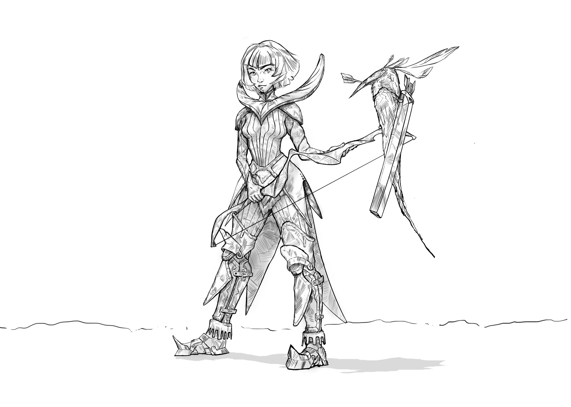 1920x1371 Ramazan Sultanov - Archer Sketch