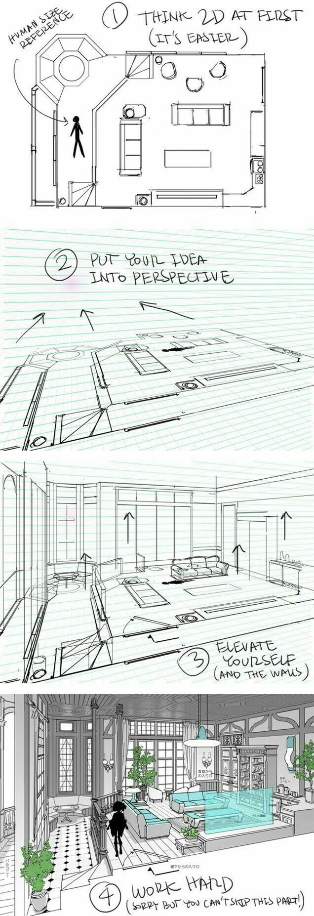 636x1854 Thomasromain On Perspective, Tutorials And Architecture - Architectural Sketching Tutorial