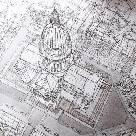 478x479 Votre Art Architectural Drawing By Adelina Gareeva Art - Architecture Art Sketch