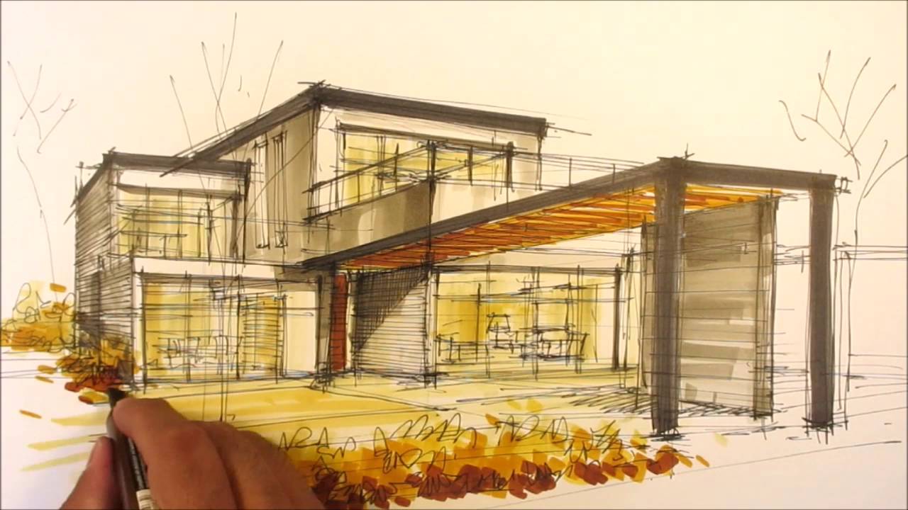 1280x720 Architectural Sketching House I - Architecture House Sketch