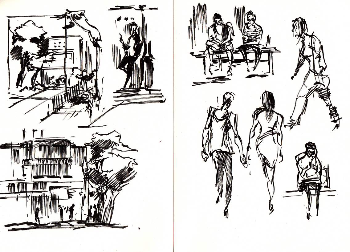 1136x818 One Fine Outdoor Sketching Day! Draw, Monster! Draw! - Architecture People Sketch