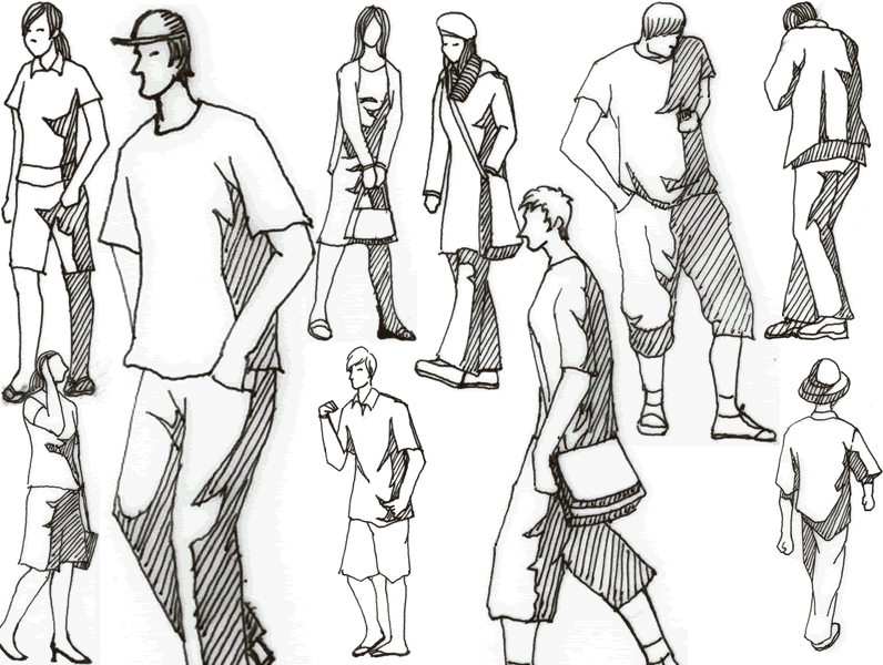 796x600 Architecture Drawing People - Architecture People Sketch