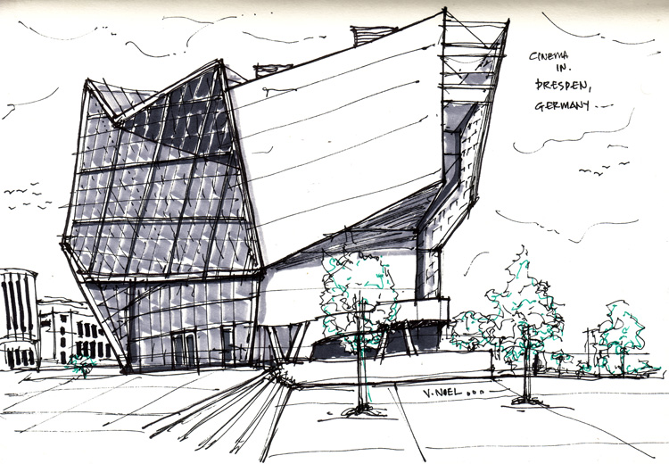 750x520 Architecture Sketch Ufa Cinema In Dresden, Germany The - Architecture Sketch