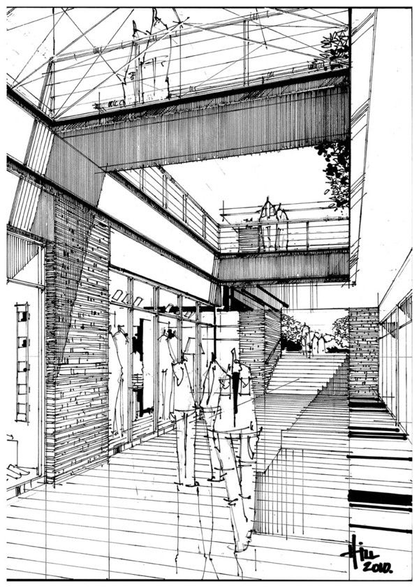 600x842 2010 07 001 By Paul Hill, Via Behance Inside - Architecture Sketch