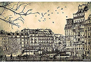 355x243 Shinehome European Modern Grey City Building - Architecture Sketch Wallpaper