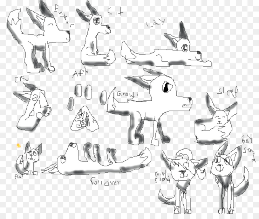 900x760 Line Art Sketch - Arctic Wolf Sketch