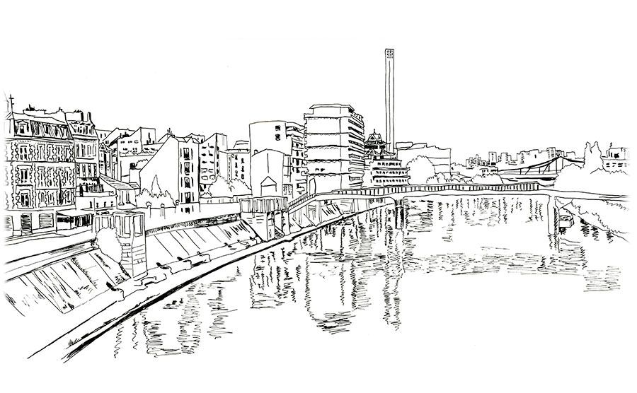 900x556 River And Industrial Area In Paris Paris Ideas - Area Sketch