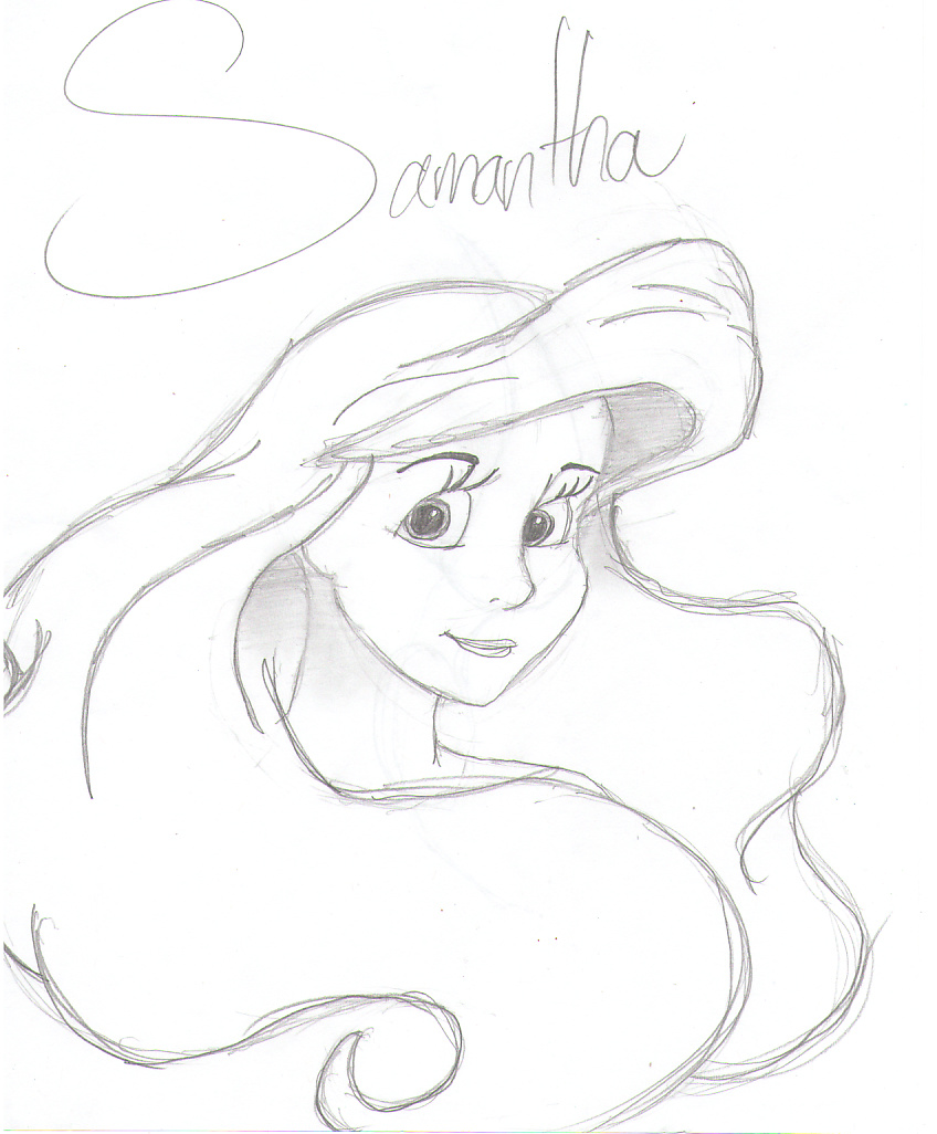 848x1026 Drawing Of Ariel The World Of Color - Ariel Face Sketch