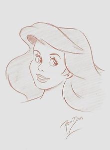 221x300 Ron Dias Hand Drawing Signed Authentic Sketch Of Ariel Little - Ariel Face Sketch