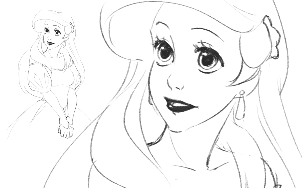 978x609 Ariel Sketch By Emily Fay - Ariel Face Sketch