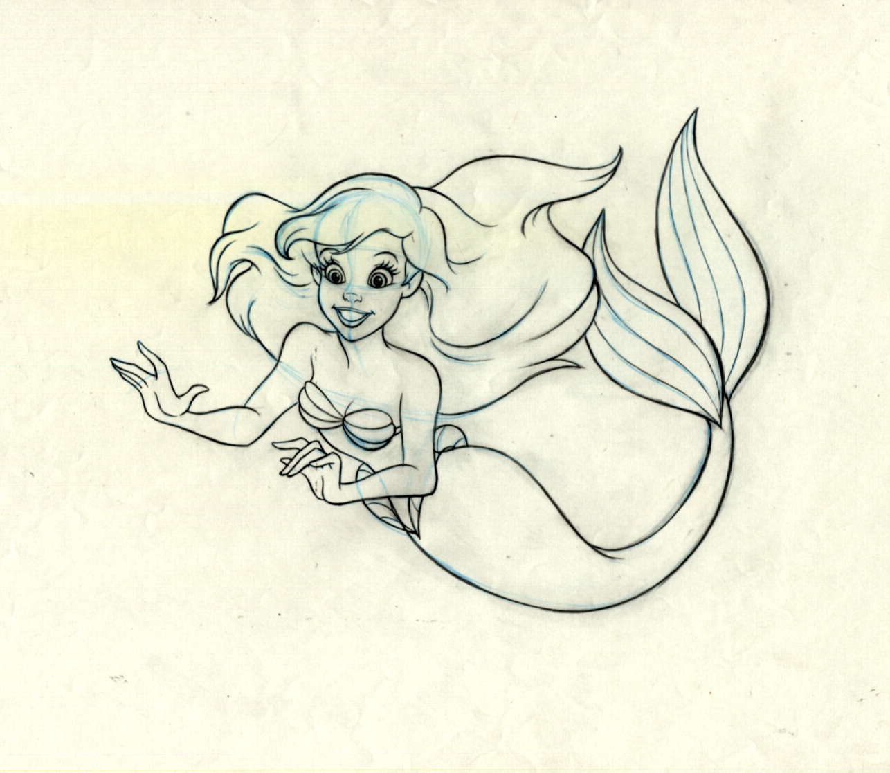 1286x1117 Ariel The Little Mermaid Original Production Drawing - Ariel Little Mermaid Sketch
